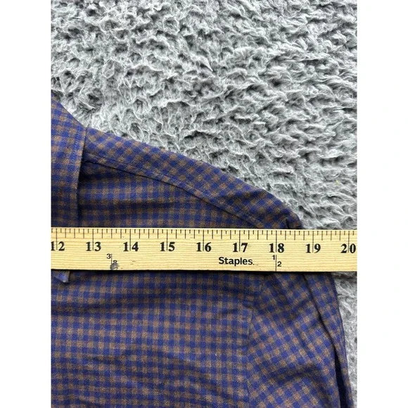 Dondup Cotton Plaid Button Up Long Sleeve Shirt Purple Mens Size L‎